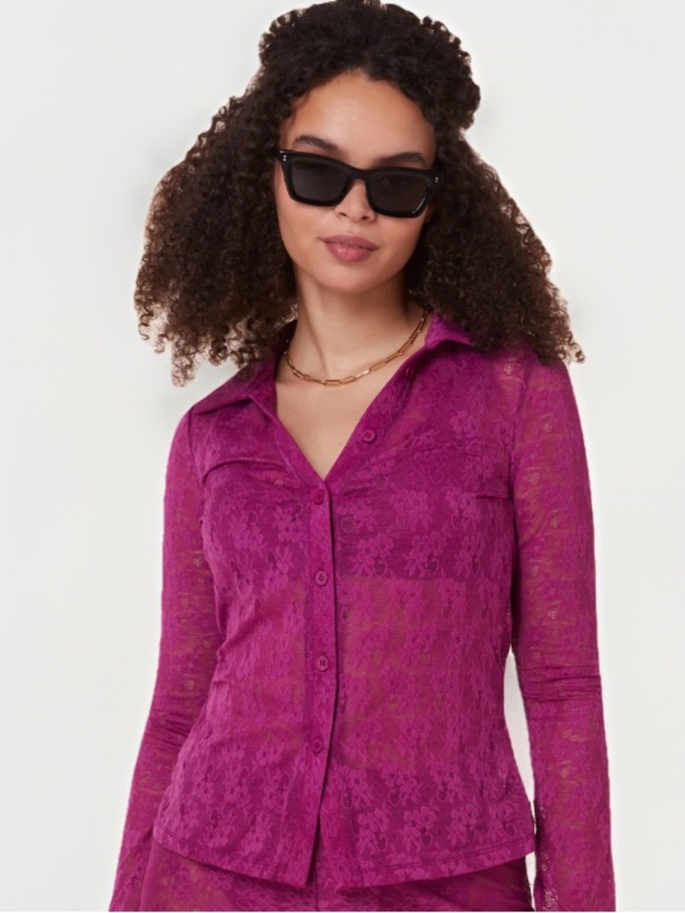 Andie Suva Lace Top NWT Dark Pink Size Medium RECYCLED FABRIC